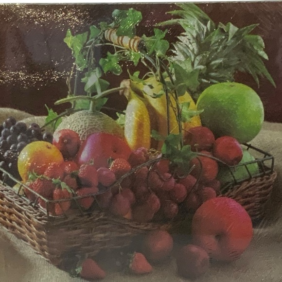 Anchor Hocking Glass Cutting Board Tempered Glass Server Fruit Basket 12x15 in - Picture 3 of 14